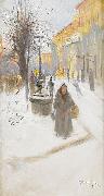 Alf Wallander Artillerigatan in Winter Dress oil on canvas